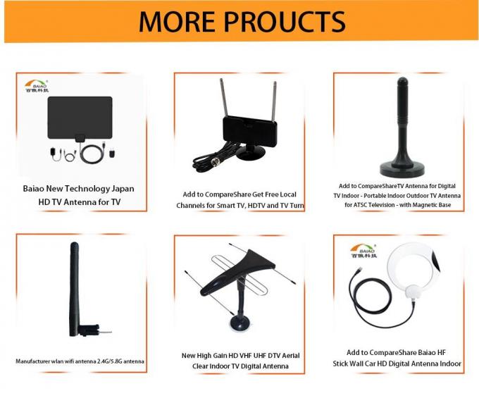 เสาอากาศทีวีดิจิตอล UHF 470 - 862MHz 100 ไมล์พร้อมฐานแม่เหล็ก 4