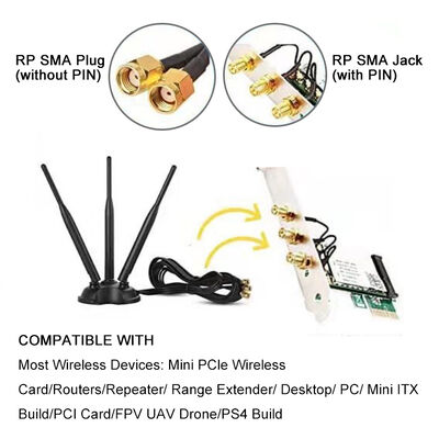 เสาอากาศ WiFi ดูอัลแบนด์ 2.4G 5.8G แบบรอบทิศทาง กำลังขยายสูง 8dBi สำหรับเราเตอร์ WiFi และการ์ดเครือข่ายไร้สาย